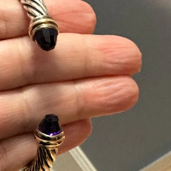 David Yurman cable classic cuff bracelet with Amethyst stones - Picture 3 of 16